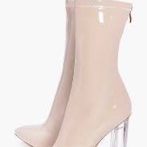 Natasha Clear Patent Sock Book Boohoo 7.5-8